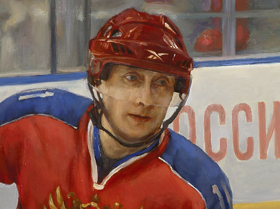 Легендарные хоккеисты приготовили Путину в подарок его портрет на коньках