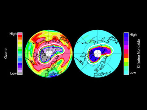Озоновая дыра уже почти нависает над полуостровом Таймыр и Норильском. фото: NASA