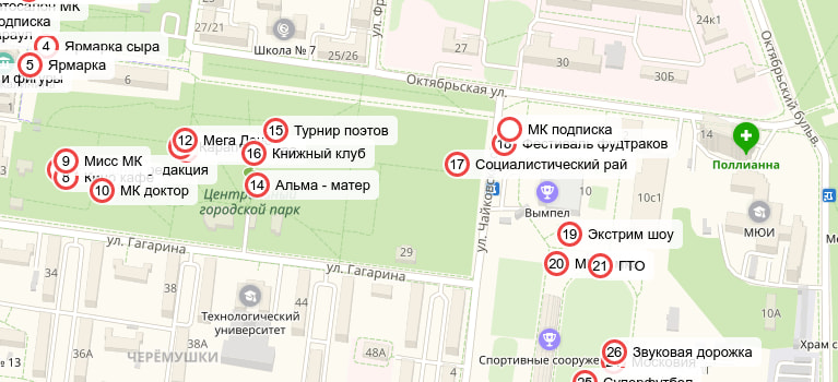 Центральный городской парк Площадки с мероприятиями